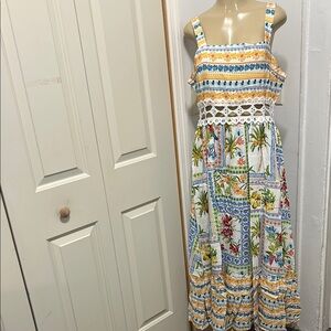 Colorful Floral Maxi Dress Cup she tropical print crochet dress